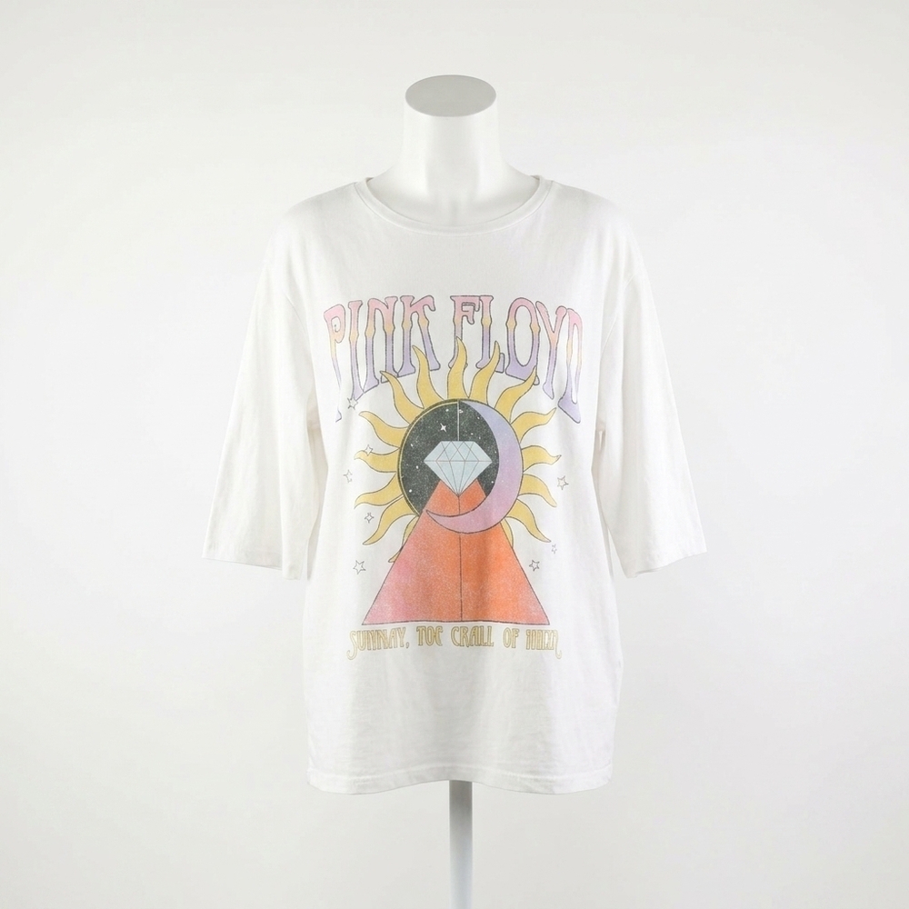 NEW RECYCLED KARMA pink floyd shine on 3/4 sleeve tee in white